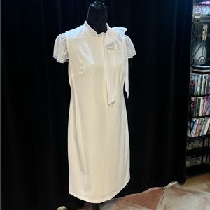 High neck white dress